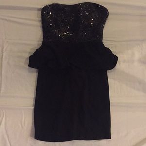 Black sequined top cocktail dress